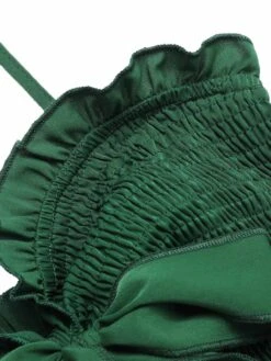 Green 1960s Smocked Sweetheart Neck Halter Romper -Retro Pulse Shop SCHL004569 4