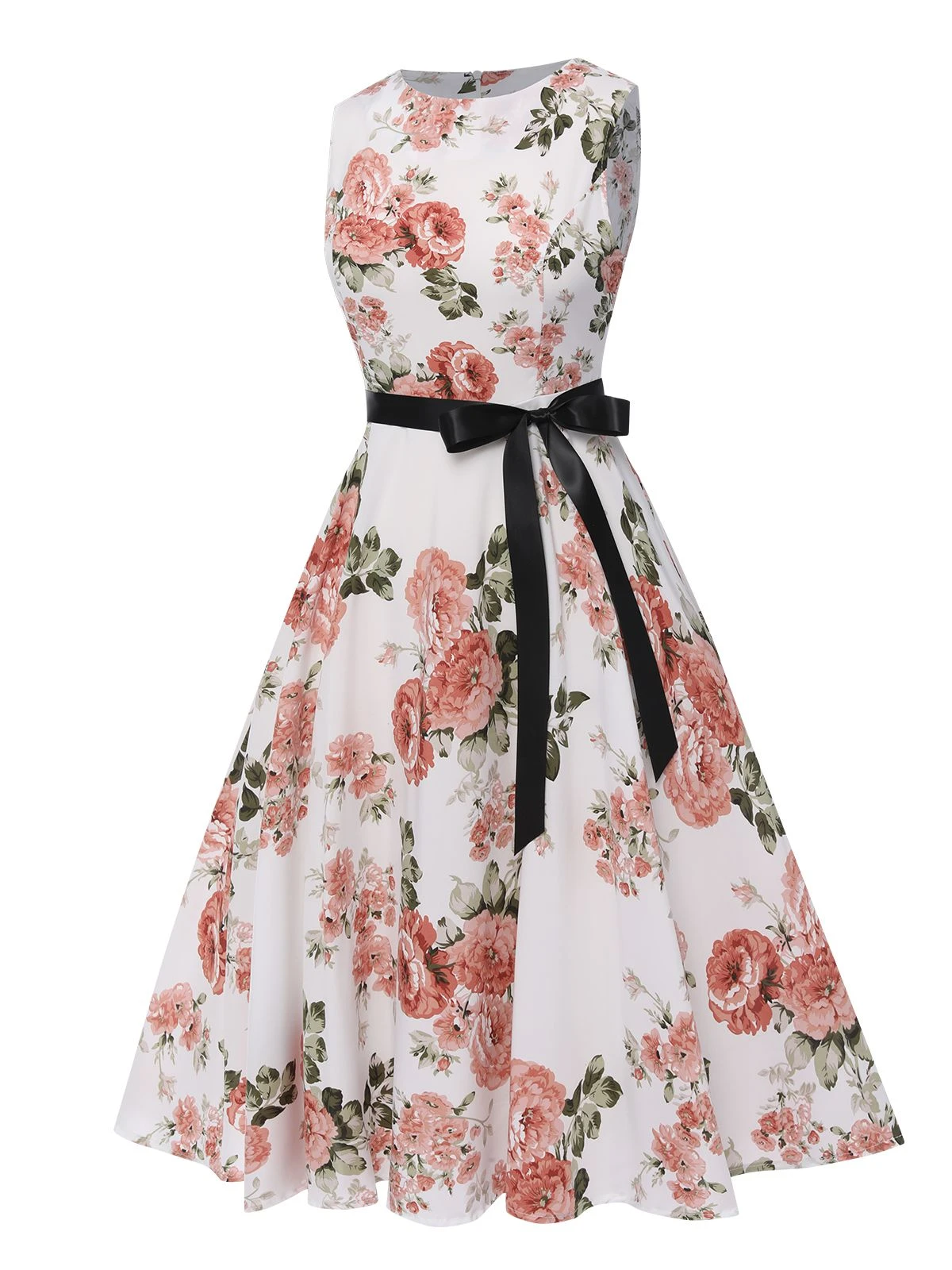 1950s Floral Bow Belt Vintage Dress 10 1950s Floral Bow Belt Vintage Dress - Image 8