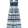 Blue 1940s Backless Tie Dye Long Dress 1 Blue 1940s Backless Tie Dye Long Dress -Retro Pulse Shop SCHL004606 1