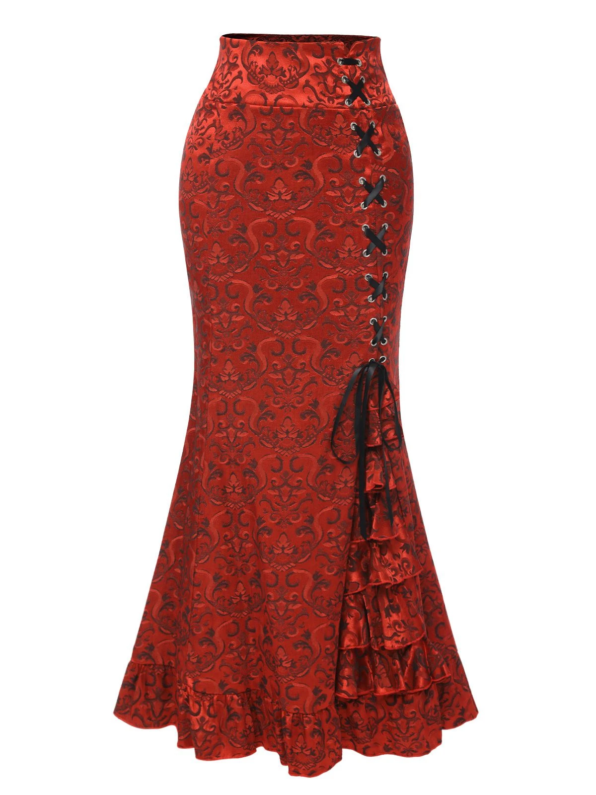 Vintage 1930s Punk Lace-Up Mermaid Skirt 8 Vintage 1930s Punk Lace-Up Mermaid Skirt - Image 6