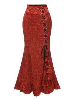 Vintage 1930s Punk Lace-Up Mermaid Skirt 18 Vintage 1930s Punk Lace-Up Mermaid Skirt -Retro Pulse Shop SCHL004609 2