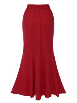 1960s Solid Tie-Up Mermaid Long Skirt -Retro Pulse Shop SCHL004626 3