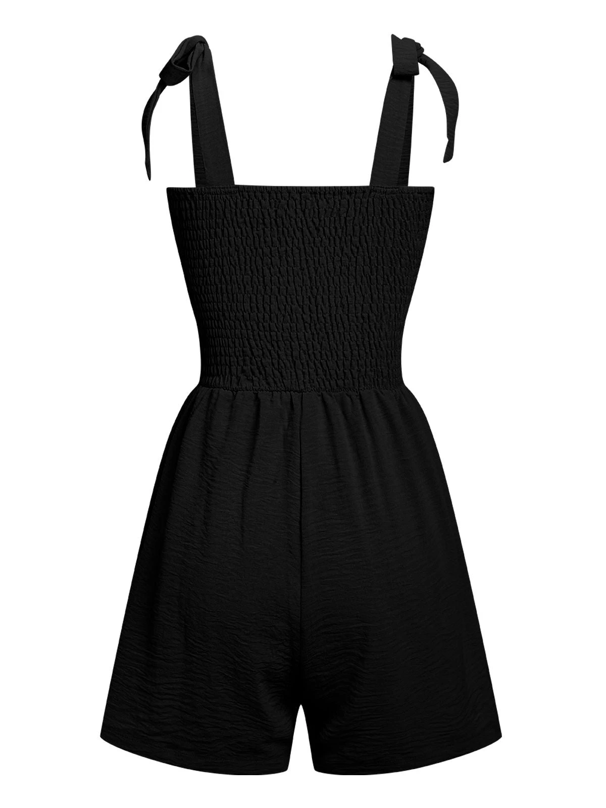 1950s Solid Smocked Shoulder Tie Romper 9 1950s Solid Smocked Shoulder Tie Romper - Image 7