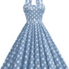 1950s Polka Dot Halter Neck Belt Dress -Retro Pulse Shop SCHL004631 BL 2