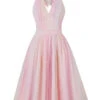 Pink 1950s Halter Mesh Sequined Dress -Retro Pulse Shop SCHL004675 PAT 1