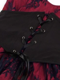 1980s Gothic Punk Eyelash Lace Waistband Dress 14 1980s Gothic Punk Eyelash Lace Waistband Dress -Retro Pulse Shop SCHL004678 DER 4 1