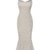 White 1930s Polka Dots Straps Mermaid Dress -Retro Pulse Shop SCHL004712 1