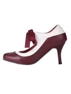 Retro Wine Red Lace-Up Stiletto Shoes -Retro Pulse Shop SCN001569 3