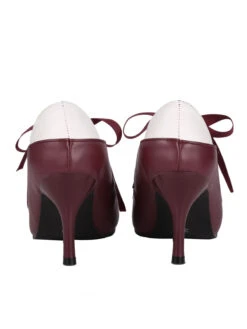 Retro Wine Red Lace-Up Stiletto Shoes -Retro Pulse Shop SCN001569 5
