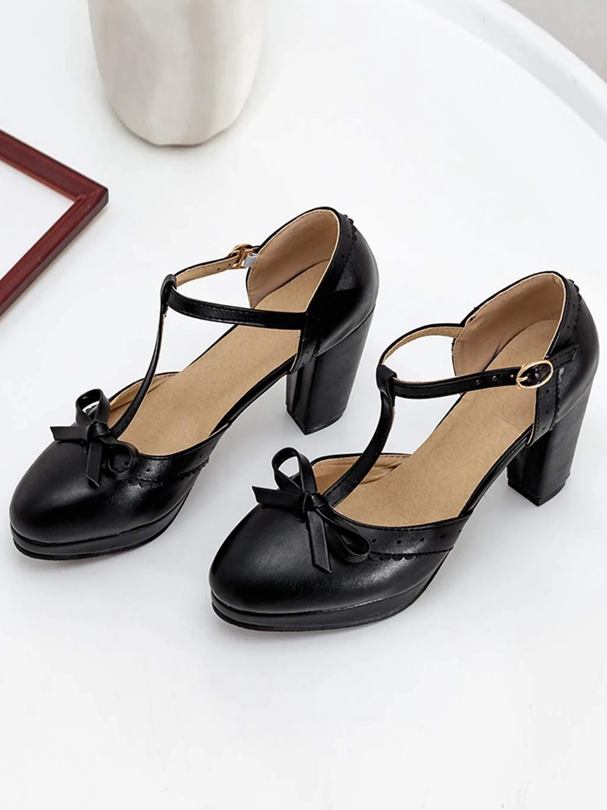 Retro Bow T-Strap High Heels Shoes 12 Retro Bow T-Strap High Heels Shoes - Image 10
