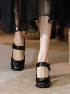 Retro Square-Toe High Heel Leather Shoes 13 Retro Square-Toe High Heel Leather Shoes -Retro Pulse Shop SCNL000087 B 1 4