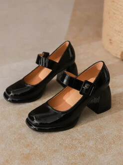 Retro Square-Toe High Heel Leather Shoes 14 Retro Square-Toe High Heel Leather Shoes -Retro Pulse Shop SCNL000087 B 1 7