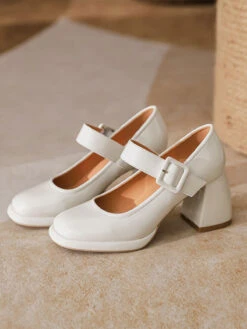 Retro Square-Toe High Heel Leather Shoes 17 Retro Square-Toe High Heel Leather Shoes -Retro Pulse Shop SCNL000087 W 1