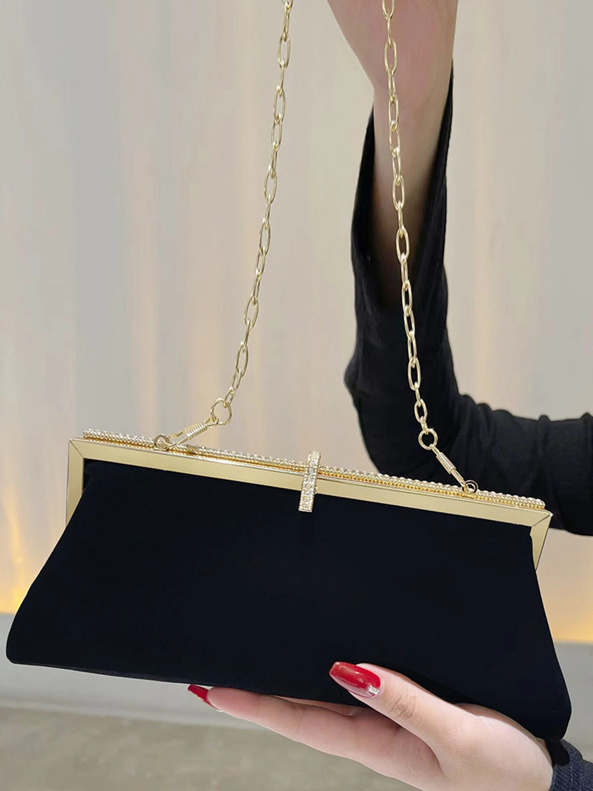 Vintage Black Velour Rhinestones Handbag 5 Vintage Black Velour Rhinestones Handbag - Image 3