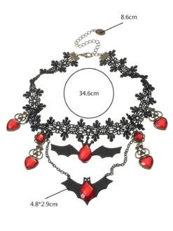 Retro Halloween Lace Bat Necklace -Retro Pulse Shop SCQ000914 1