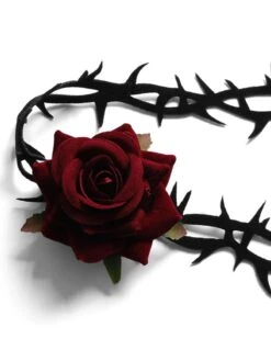 Retro Rose Flannel Flower Velvet-Necklace -Retro Pulse Shop SCQ000915 2