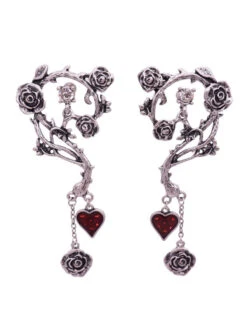 Halloween Rose & Heart Drop Earrings