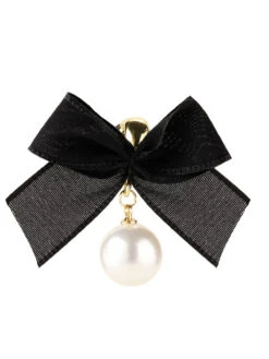 Black Bow Pearl Earrings