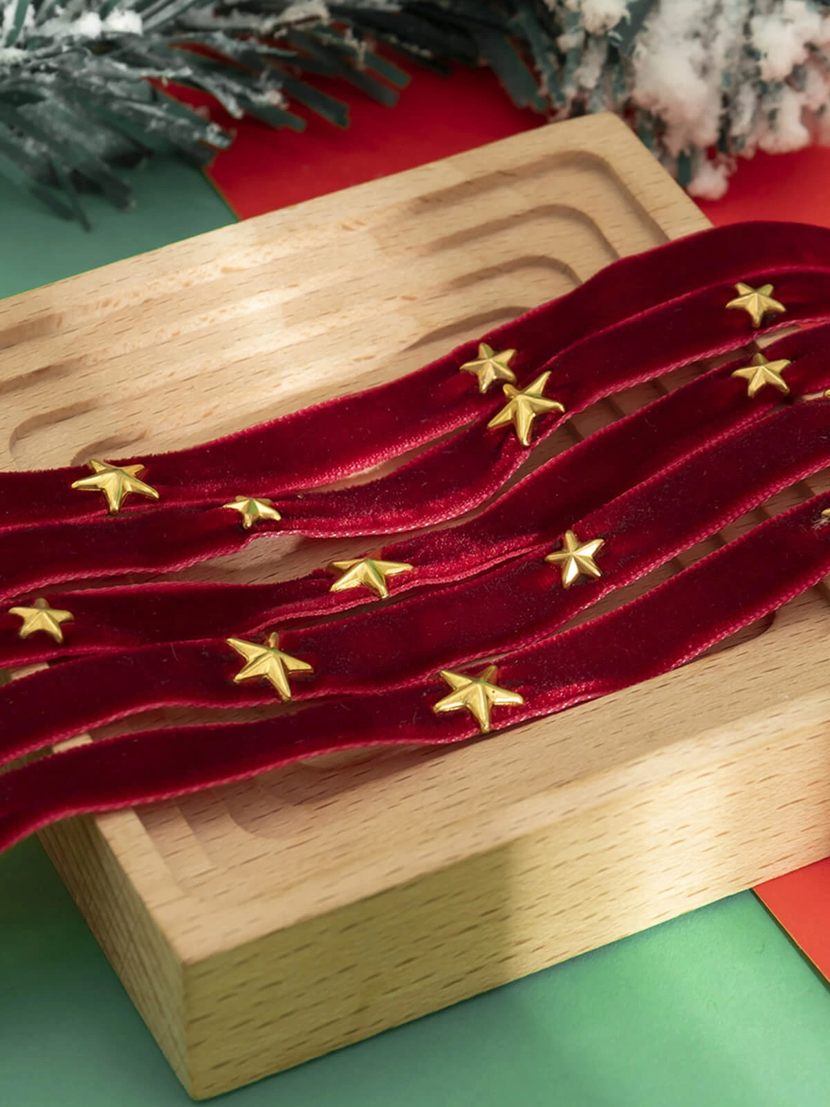 Burgundy Christmas Star Wide Velvet Necklace 5 Burgundy Christmas Star Wide Velvet Necklace - Image 3