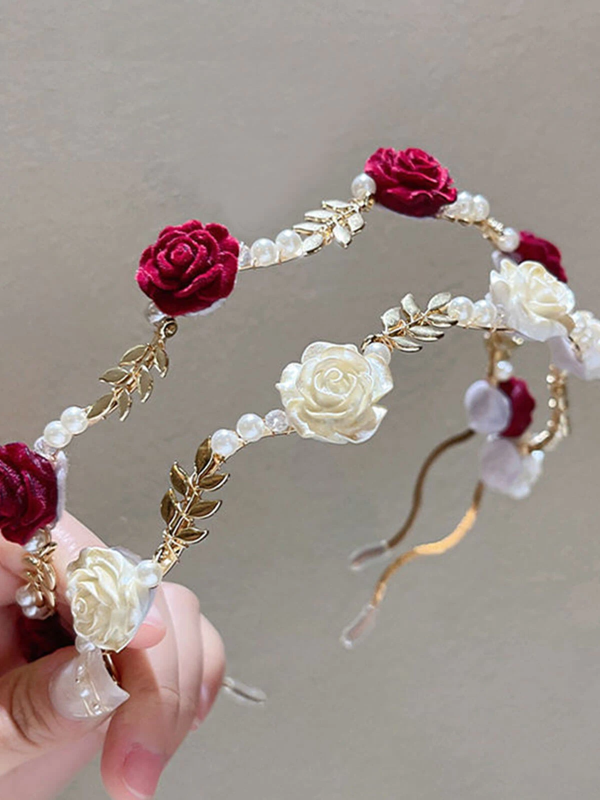 Vintage Rose Pearl Headband 3 Vintage Rose Pearl Headband