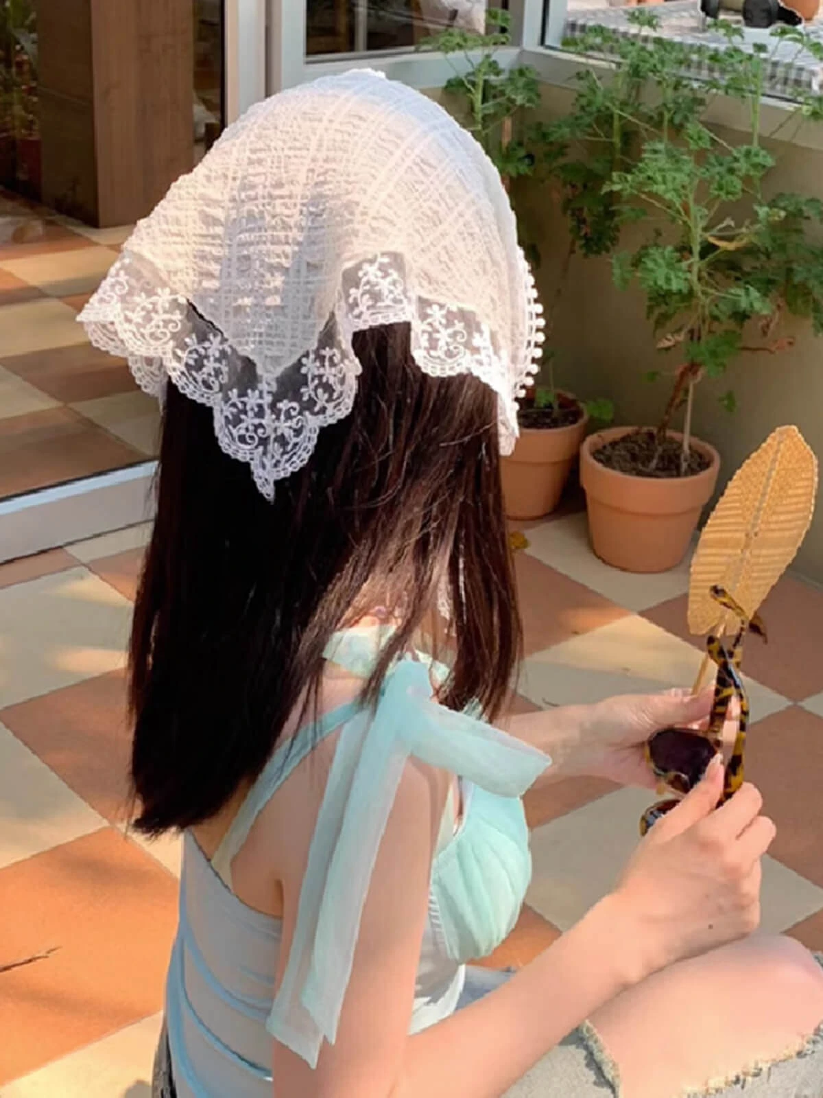 Retro Pink Triangle Lace Hair Tie 4 Retro Pink Triangle Lace Hair Tie - Image 2