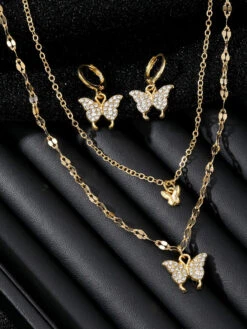 Butterfly Rhinestone Necklace & Earring Set -Retro Pulse Shop SCQL000303 H 3