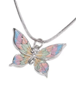 Silver Retro Colorful Butterfly Necklace 8 Silver Retro Colorful Butterfly Necklace -Retro Pulse Shop SCQL000304 S 1 3