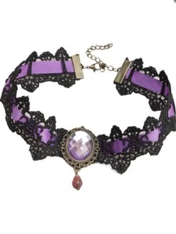 Purple Retro Halloween Lace Necklace
