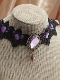 Purple Retro Halloween Lace Necklace -Retro Pulse Shop SCQL000913 PU 4 1