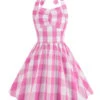 Kids Party 1950s Plaid Halter Swing Girl's Dress