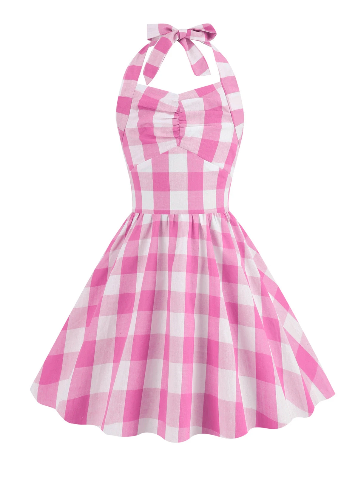 Kids Party 1950s Plaid Halter Swing Girl's Dress 3 Kids Party 1950s Plaid Halter Swing Girl's Dress