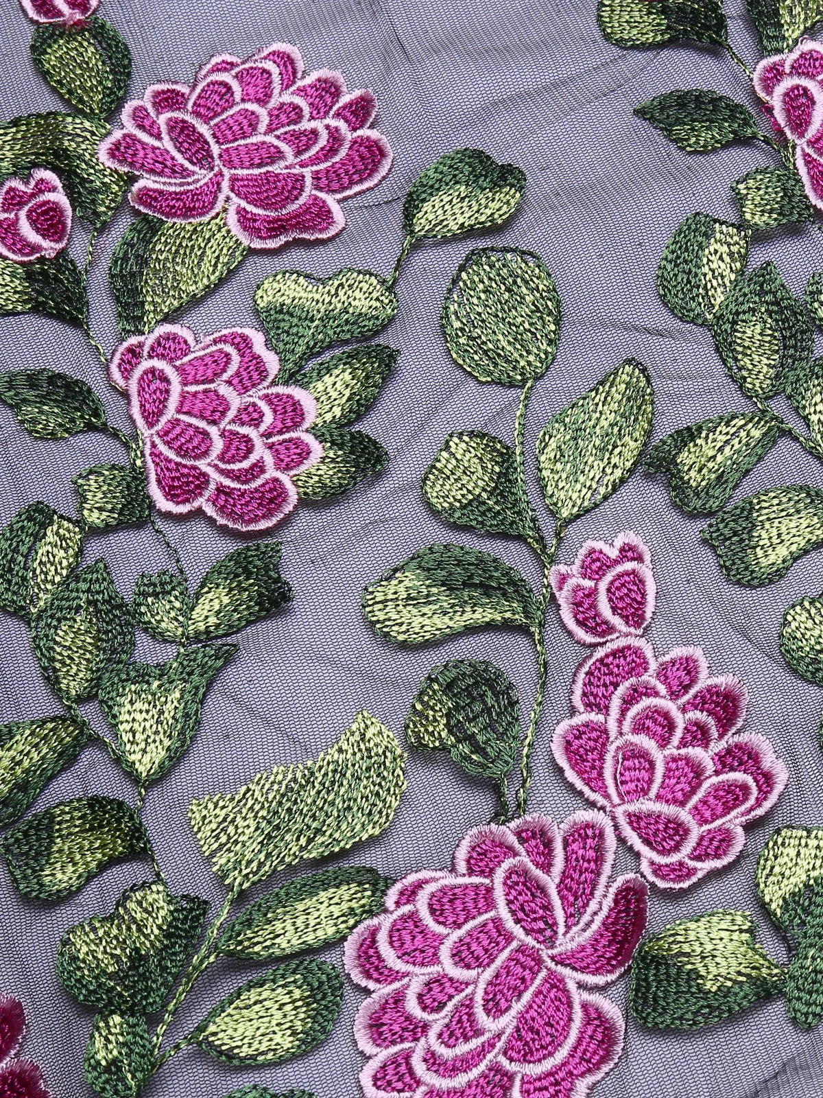 Black 1950s Peony Embroidery Dress 7 Black 1950s Peony Embroidery Dress - Image 5