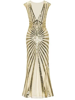 1920s Sequin Art Deco Maxi Dress 25 1920s Sequin Art Deco Maxi Dress -Retro Pulse Shop SCV000052 A 3