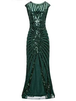 1920s Sequin Art Deco Maxi Dress 30 1920s Sequin Art Deco Maxi Dress -Retro Pulse Shop SCV000052 DG 1