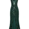 Green 1920s Sequin Art Deco Maxi Dress 1 Green 1920s Sequin Art Deco Maxi Dress -Retro Pulse Shop SCV000052 DG 1 68596e46 192b 4a6b adb0 c2248b12836d