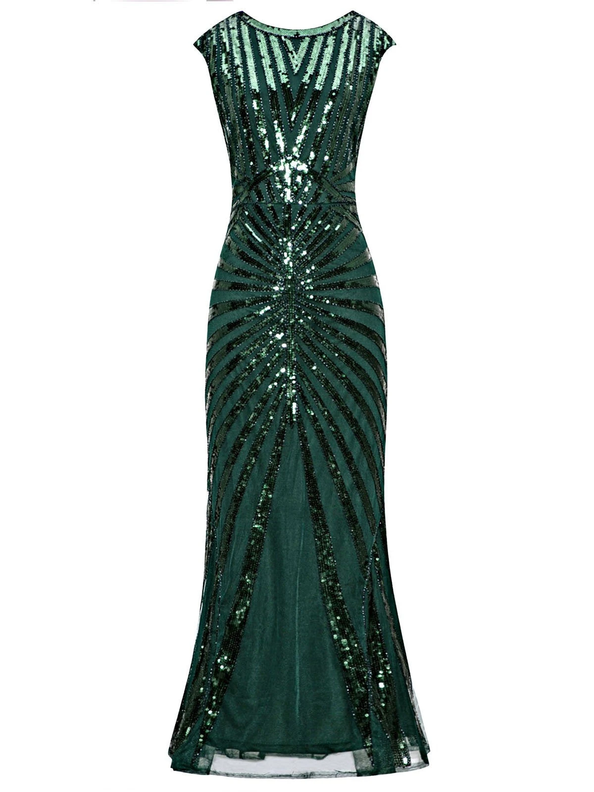 Green 1920s Sequin Art Deco Maxi Dress 3 Green 1920s Sequin Art Deco Maxi Dress