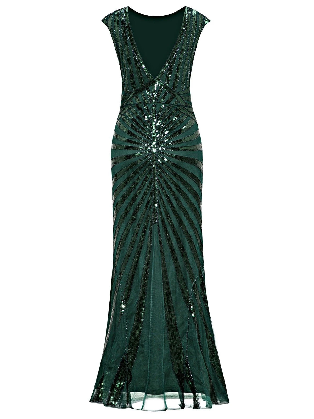 Green 1920s Sequin Art Deco Maxi Dress 8 Green 1920s Sequin Art Deco Maxi Dress - Image 6