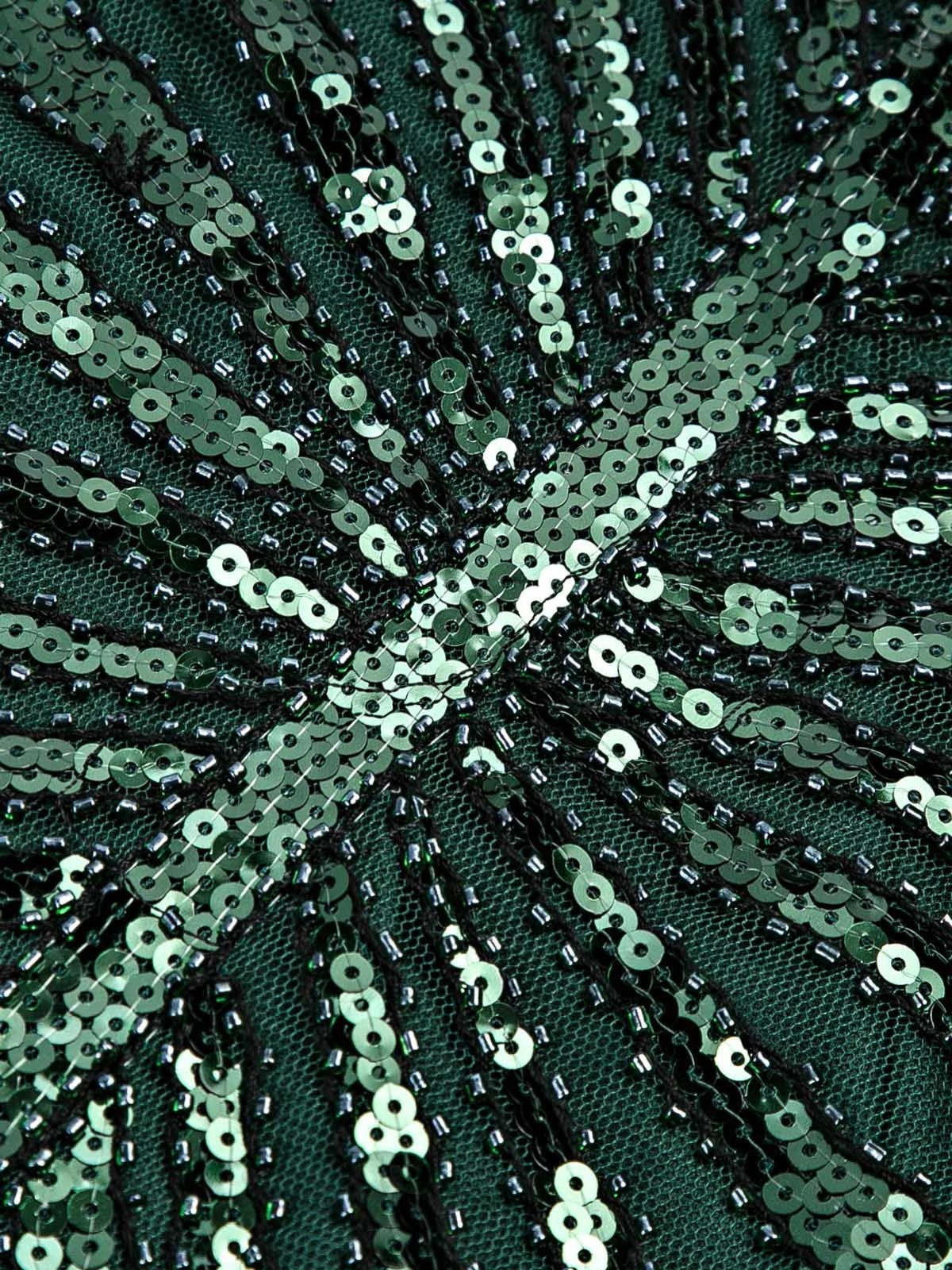 Green 1920s Sequin Art Deco Maxi Dress 9 Green 1920s Sequin Art Deco Maxi Dress - Image 7