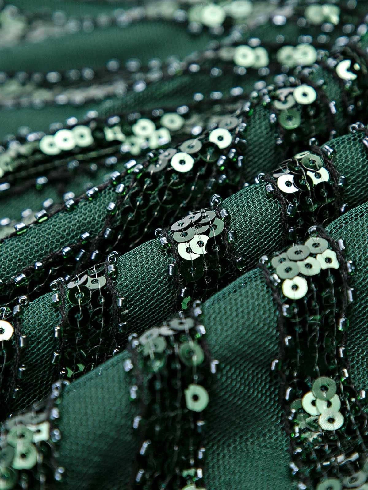 Green 1920s Sequin Art Deco Maxi Dress 10 Green 1920s Sequin Art Deco Maxi Dress - Image 8