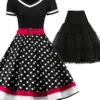 2PCS Polka Dot 1950s Dress & Black Petticoat -Retro Pulse Shop SCV000140 B