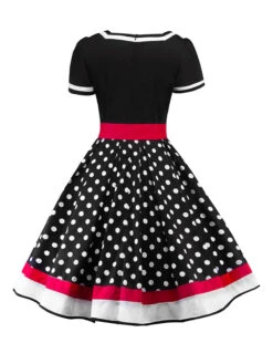 1950s Polka Dot Belted Patchwork Dress 10 1950s Polka Dot Belted Patchwork Dress -Retro Pulse Shop SCV000140 B 2