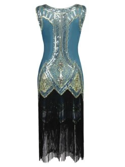 Lake Blue 1920s Beaded Fringed Dress -Retro Pulse Shop SCV000158 AQG 3 fdfbba7e 981b 44a3 a935 5c4e500edf8e