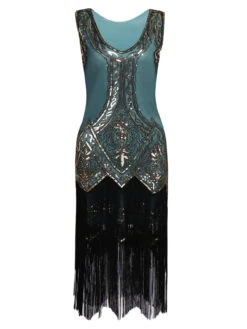 [US Warehouse] Blue 1920s Beaded Fringed Dress -Retro Pulse Shop SCV000158 CG 1