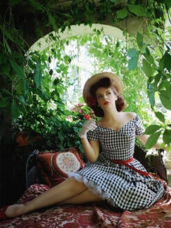 Black 1950s Plaid Swing Dress -Retro Pulse Shop SCV000163 B S 1 3