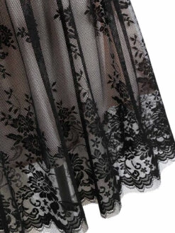 Black 1950s Lace Floral Swing Dress 11 Black 1950s Lace Floral Swing Dress -Retro Pulse Shop SCV000165 B 5