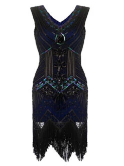 Plus Size 1920s Sequined Dress -Retro Pulse Shop SCV000562 BL