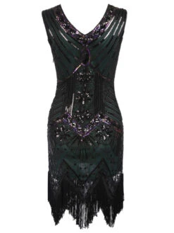 Plus Size 1920s Sequined Dress -Retro Pulse Shop SCV000562 DG 2