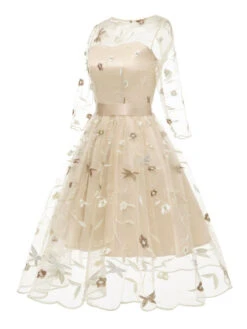 3/4 Sleeve 1950s Floral Embroidery Dress 19 3/4 Sleeve 1950s Floral Embroidery Dress -Retro Pulse Shop SCV001101 A 3 ccf9255a 7525 49eb a461 d123aeaa161e