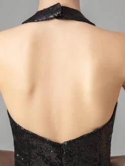 Vintage Sequin Halter Bridesmaid Maxi Dress 15 Vintage Sequin Halter Bridesmaid Maxi Dress -Retro Pulse Shop SCV001275 B 10