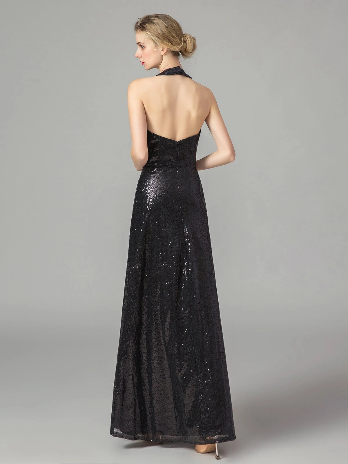 Vintage Sequin Halter Bridesmaid Maxi Dress 7 Vintage Sequin Halter Bridesmaid Maxi Dress - Image 5
